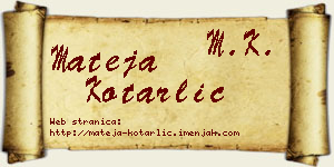 Mateja Kotarlić vizit kartica